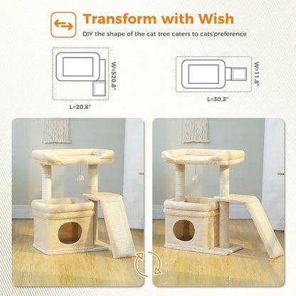 PEQULTI Small Cat Tree Tower for Large Adult Cats - Image 3