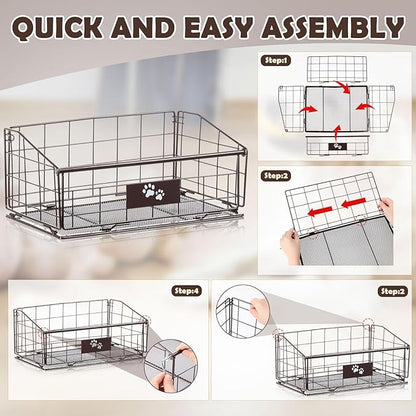 Mimorou 3 Pack Metal Dog Toy Baskets Multi-sized Foldable Dog Toy Bins Box - Image 4