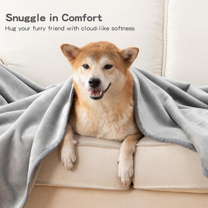 Waterproof Dog Blankets Light Grey Pet Blanket 60"x80", Soft Fluffy Sofa Car - Image 6