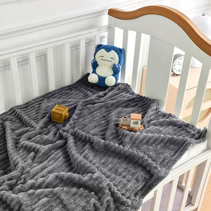 Soft Fleece Baby Blanket Ultra Cozy Grey Baby Blankets - Image 2