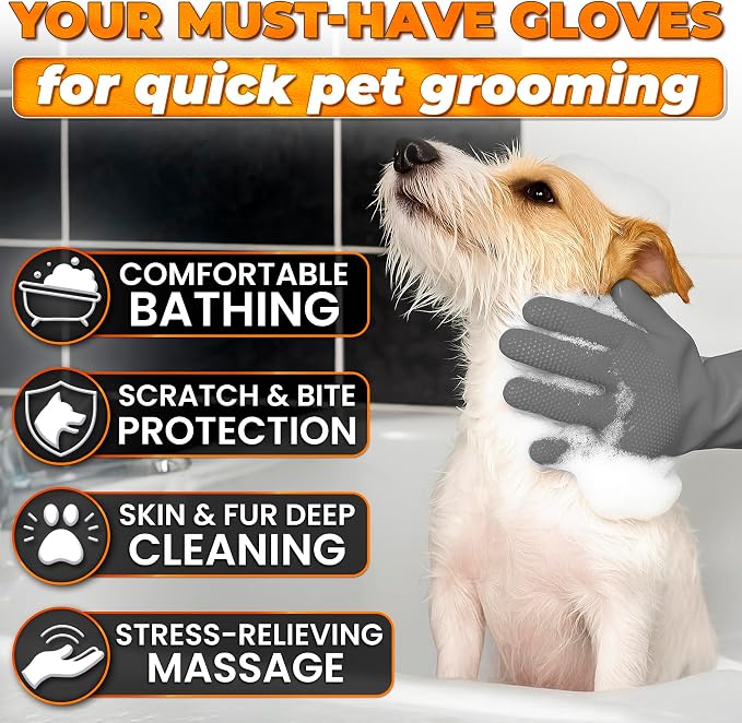 Cat & Dog Washing Gloves for Bathing – 2-in-1 Design Dog Scrubbing Gloves for - Image 4