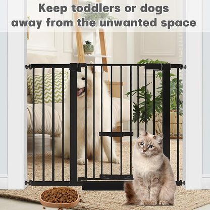 37 Inch Tall Baby Gate with Cat Door, Adjustable 29.55" and -46.06", Auto Close - Image 5