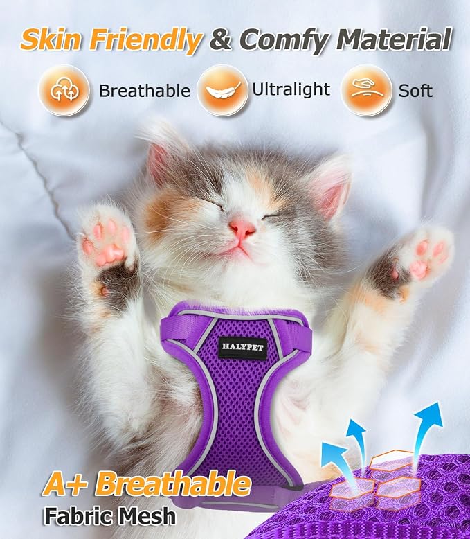 Halypet Cat Harness and Leash Set Escape Proof Adjustable Cat Leash Comfortable - Image 2