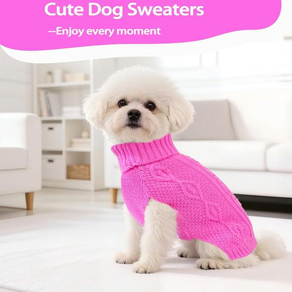 Dog Sweaters for Small Dogs Winter Dog Clothes Turtleneck Knit Puppy Sweater - Image 2