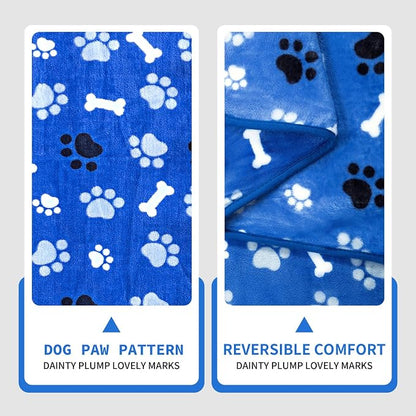 Dog Blanket Paw Bone Pattern 1 Pack 2 Super Soft Warm Flannel Sofa Cover Car - Image 4