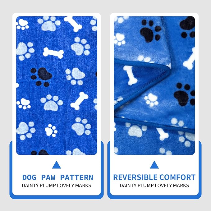 Dog Blanket Paw Bone Pattern 1 Pack 1 Super Soft Warm Flannel Sofa Cover Car - Image 4
