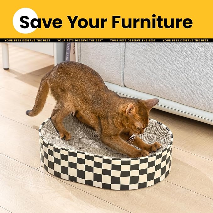 Cat Scratcher Cardboard, 2 in 1 Oval Cat Scratch Pad Bowl - Image 4