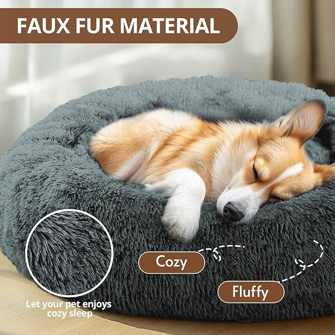 JOLLYVOGUE Calming Dog Bed Medium Size Dog, Anti-Anxiety Donut Medium Pet Bed - Image 2