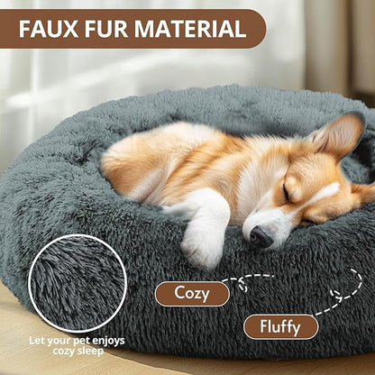 JOLLYVOGUE Calming Dog Bed Medium Size Dog, Anti-Anxiety Donut Medium Pet Bed - Image 2