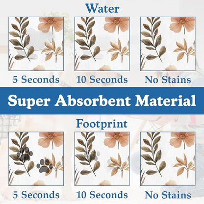 Floral Palm Leaves Dog Cat Food Mat–Christmas Stocking Absorbent Waterproof - Image 3