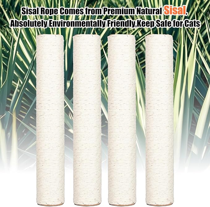 PowerKing Natural Sisal Replacement Scratching Post, 4 Pieces M8 Cat Scratch - Image 4
