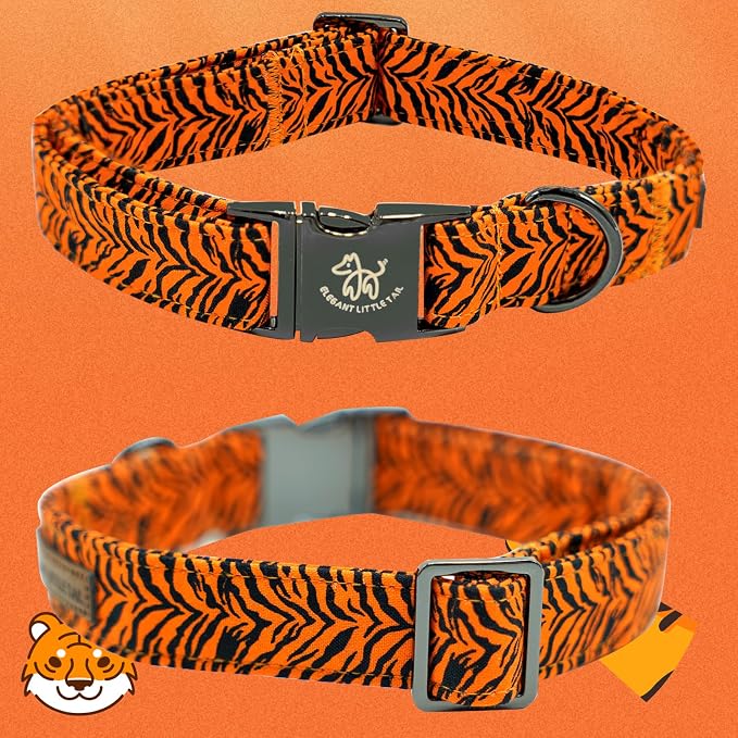 Elegant Little Tail Tiger Print Dog Collar, Unique Seasonal Design, Buckle - Image 4