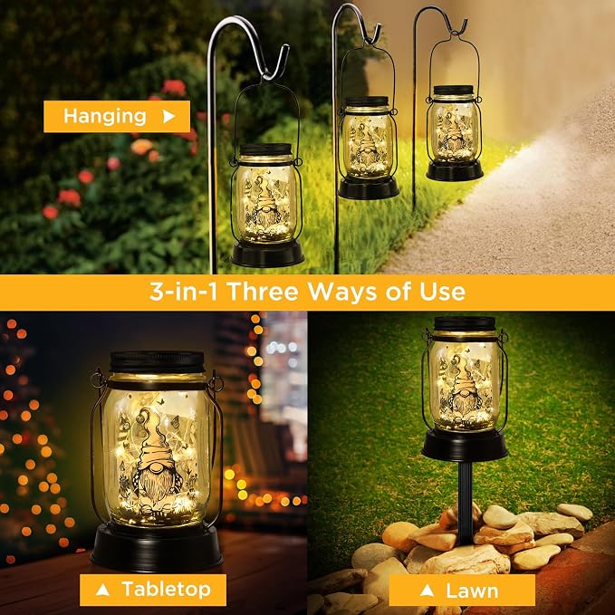 kyoryuger Gnome Gifts for Women/Men Gnome Lovers Solar Lantern Mom Birthday - Image 5
