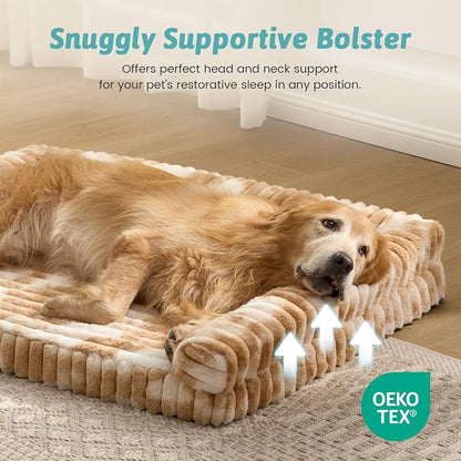 Cute Dog Bed for Large Dogs, Faux Rabbit Fur Orthopedic Foam Dog Bed - Image 7