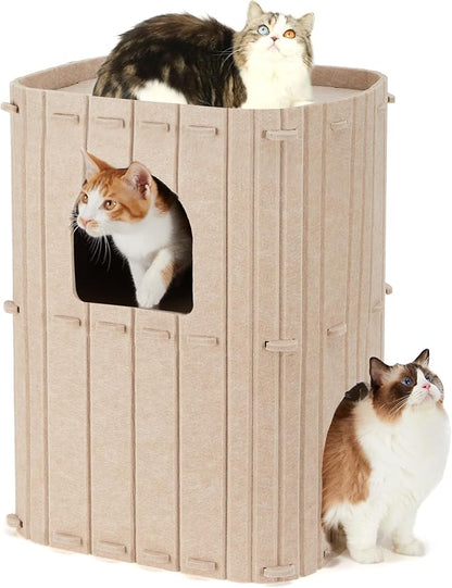 FUKUMARU Cat House for Indoor Cats, 23.62 Inch Large Cat Bed Cave Condo by FUKUMARU