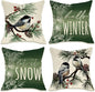 Fahrendom Hello Winter Green Decorative Throw Pillow Covers 18 x 18 Set of 4 by Fahrendom