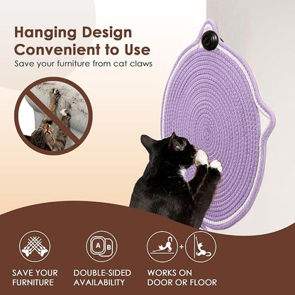 Cat Scratcher Mat, Natural Cotton Rope Cat Scratch Pad, 15.7'' Round Horizontal - Image 4