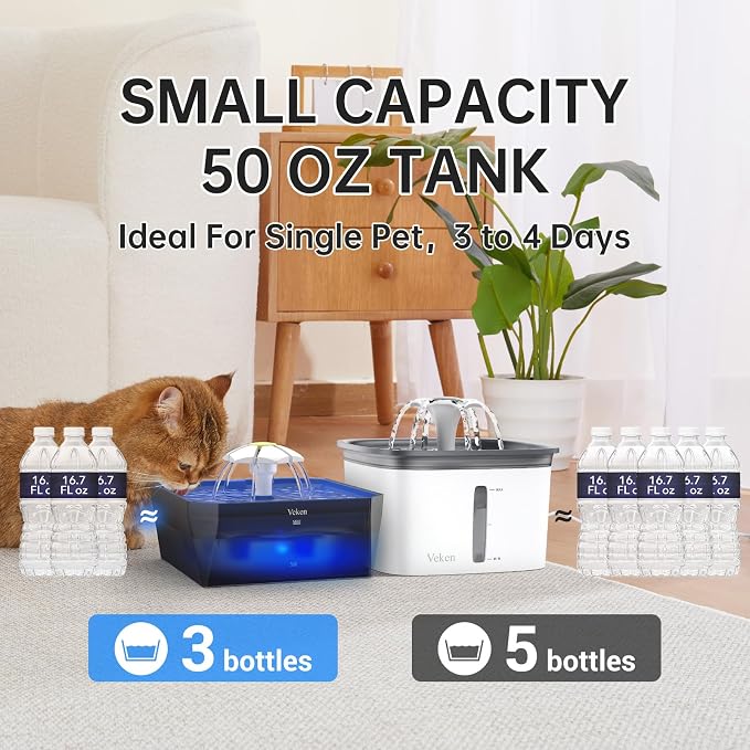 Veken Small Pet-Friendly Cat Water Fountain - Image 4