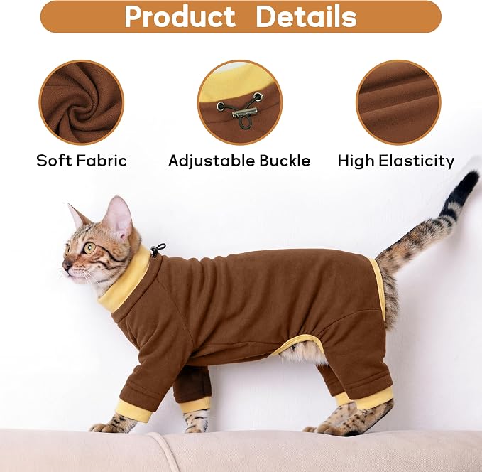 PUMYPOREITY Cat Recovery Suit, Stops Wound Licking After Surgery, Sticky Hair - Image 4
