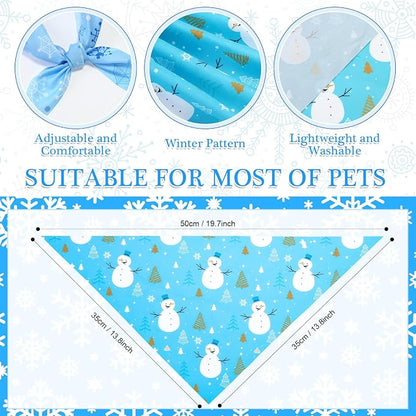 Abbylike 50 Pcs Winter Dog Bandanas Bulk Blue Snowflake Dog Bandanas - Image 3