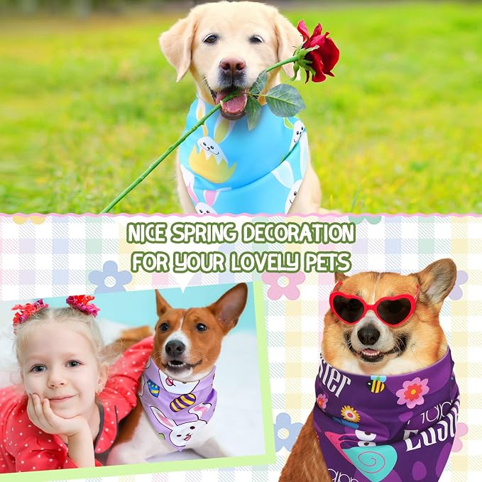 150 Pcs Easter Dog Bandanas Bulk Pet Bibs Colorful Triangle Scarf Pet Bandanas - Image 5
