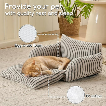 Hollypet Cat Bed Fluffy Plush Mutifuctional Double-Layer Soft Pet Couch - Image 5