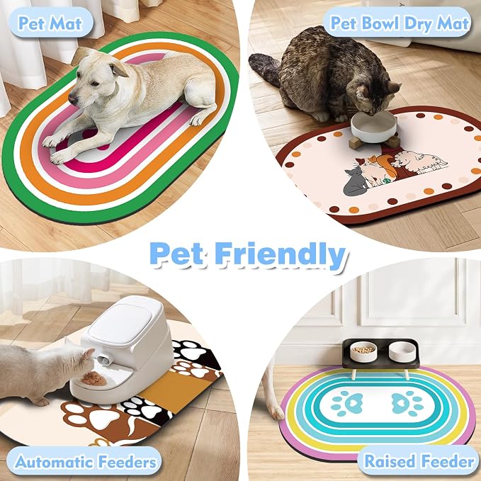 Cat Food Mat 24''x16'', Absorbent Cat Mats - Image 6