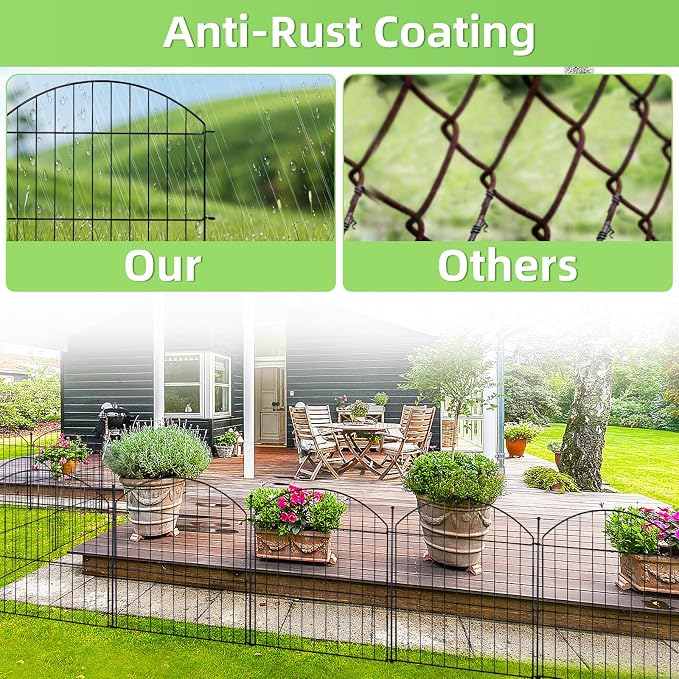 Decorative Garden Fence 24in x10ft, 5 Pack No Dig Fence Animal Barrier - Image 8