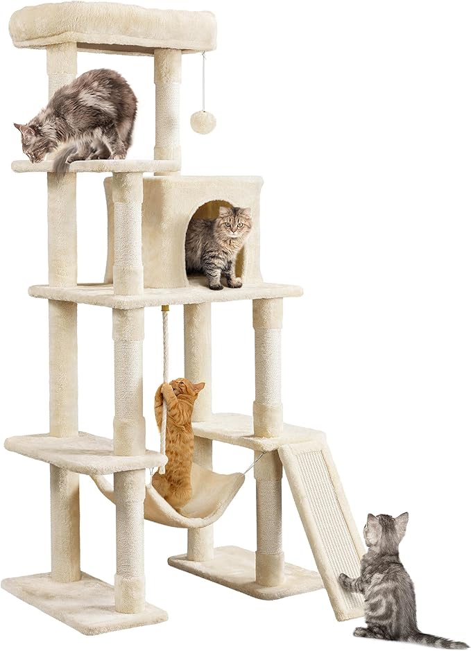 Yaheetech 54in Sturdy Cat Tree for Large Cats, Hammock & Top Perch, Indoor Pet by Yaheetech