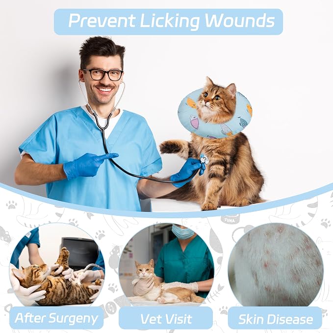 Cat Cone Collar Soft, Spay Soft Cones to Stop Licking, Cat Neck Donut Pillow - Image 6