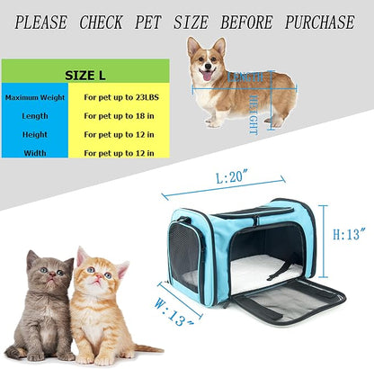 Soft Sided Carrier for Small Medium Cats Dogs, Removable Pad Collapsible Travel - Image 4