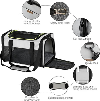 Cat Carrier - Portable Foldable Dog Pet Carrier, Soft-Sided Pet Bag up to 28 Lbs - Image 4