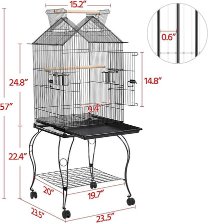 Yaheetech 57-Inch Rolling Open Top Roof Bird Cage - Image 3