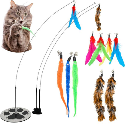 Suction Cup Cat Toys for Indoor Cats Interactive Suction Cup Cat Wand Toy by GADGETSOLOGY