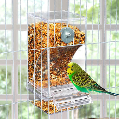 Rypet No Mess Automatic Bird Feeder Transparent Food Container Cage Acrylic - Image 2