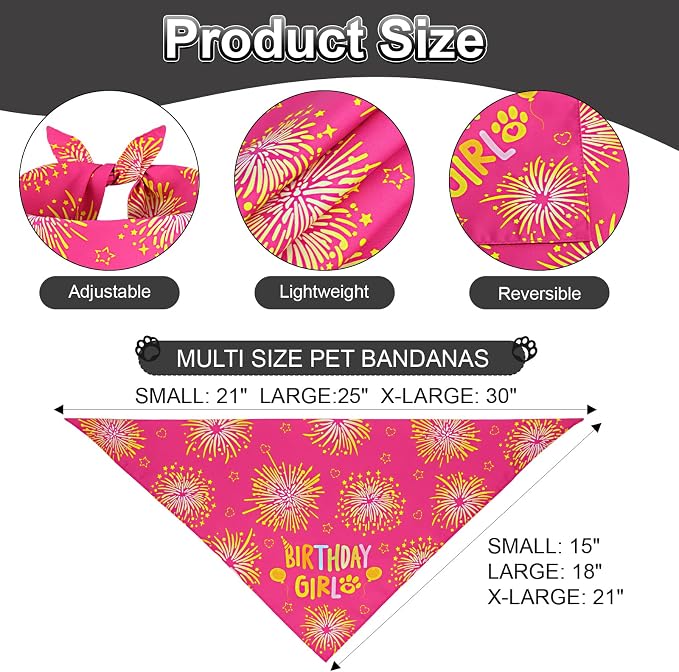 Dog Birthday Bandana Set Rose Pink, Dog Birthday Party Supplies - Image 4