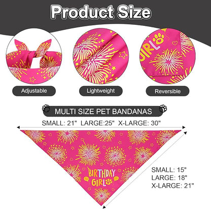 Dog Birthday Bandana Set Rose Pink, Dog Birthday Party Supplies - Image 4