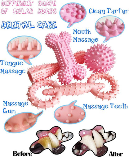 4 Pack Puppy Teething Toys Dog Durable Chew Toys Soft Rubber Toy Dog Teeth - Image 2
