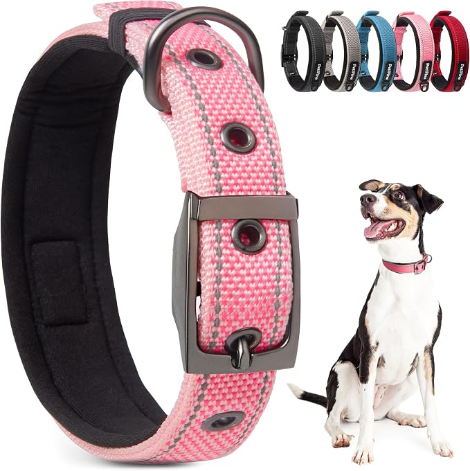 PetiFine Dog Collar for Large Dogs, Neoprene Padded and Adjustable, Reflective by PetiFine