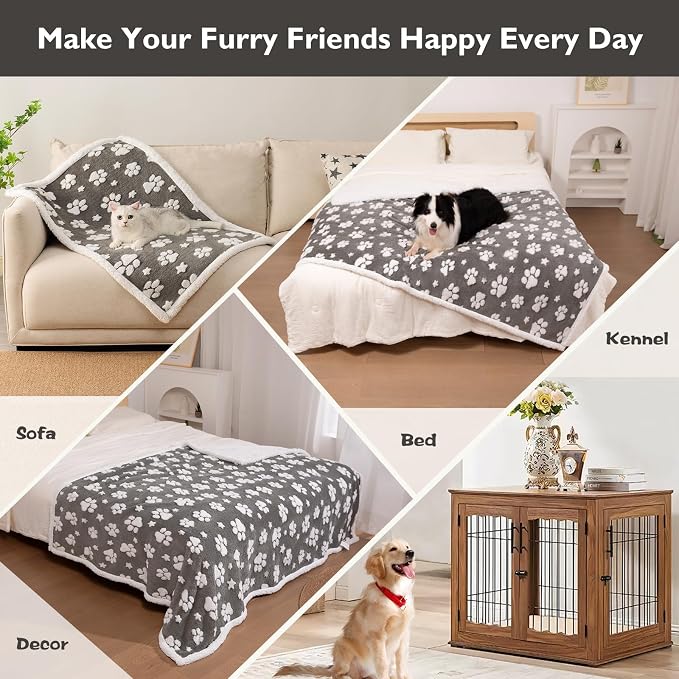 Waterproof Blanket for Dog Cat or Adult, Cute 3D Textured Paw Dog Blanket for - Image 4