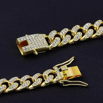 Diamond Cuban Style Dog Chain Collar Bling Gold Walking Necklace - Image 5