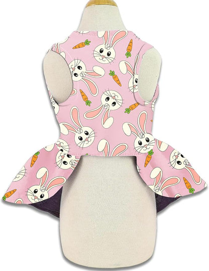 Easter Dog Dress with Pink Bunny Print, Cute Spring Pet Skirt - Image 2