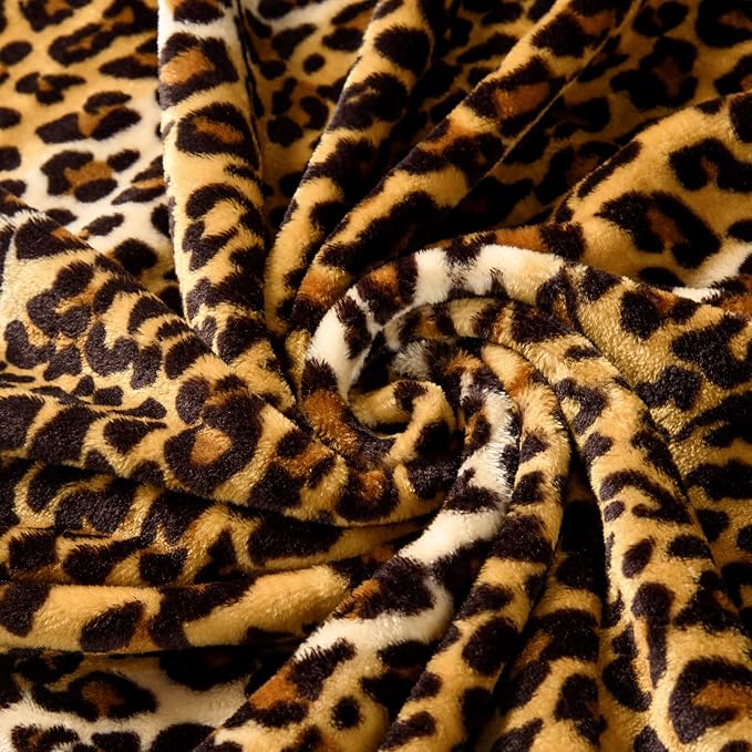 Bnuitland Leopard Print Fleece Flannel Twin Size Blanket, Super Soft 300 GSM - Image 6