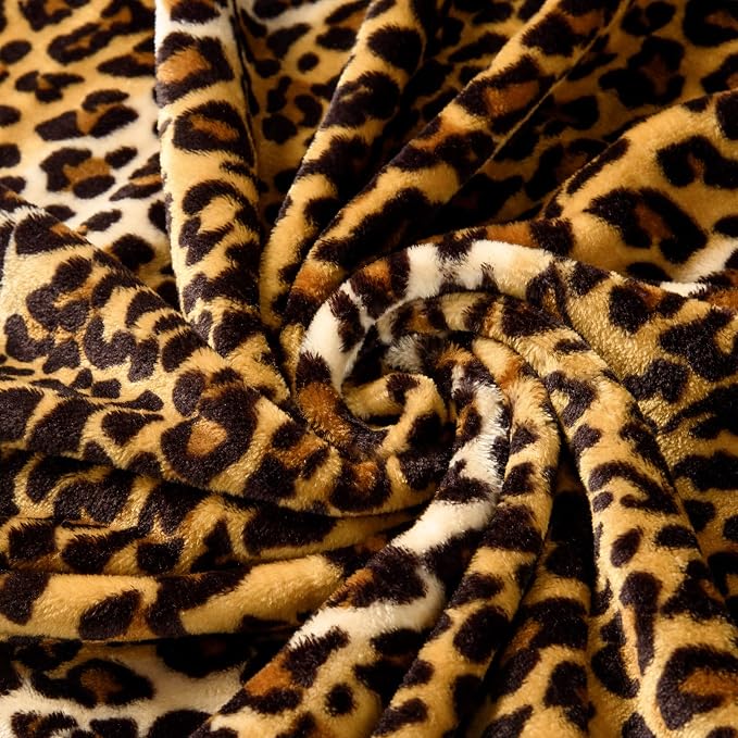 Bnuitland Leopard Print Fleece Flannel Throw Blanket, Super Soft 300 GSM Double - Image 5