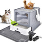 Enclosed Cat Litter Box with Lid Foldable Potty, Drawer Type Extra Large Cover by HOMAGICO