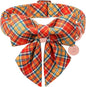 Autumn Plaid Dog Collar and Bow Tie Set – Orange Yellow Checkered Adjustable by UPURARAPUP