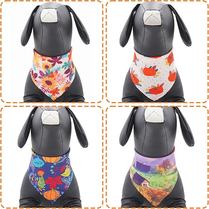 30 Pcs Fall Dog Bandanas Bulk for Small Dogs 18 Inch Stitch Edge Dog Bandanas - Image 4