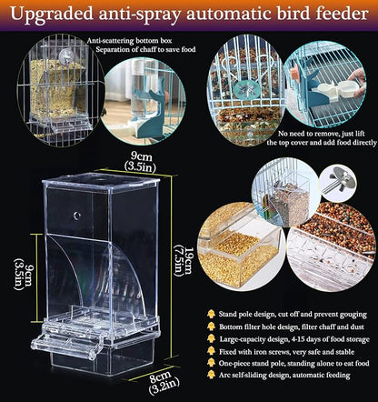Kenond No Mess Bird Feeder Water Dispenser Set, Automatic Parrot Feeder Cage - Image 3