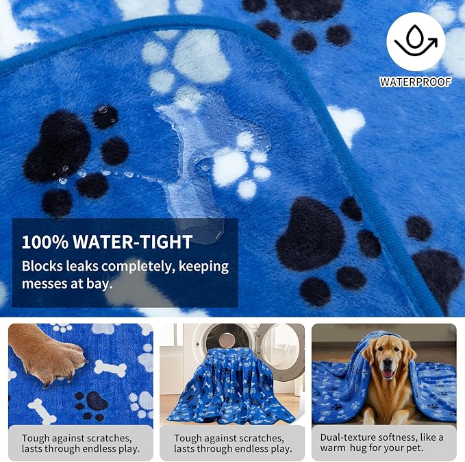 Dog Blanket Paw Bone Pattern 1 Pack 3 Colorful 60"*50" Super Soft Warm Flannel - Image 4