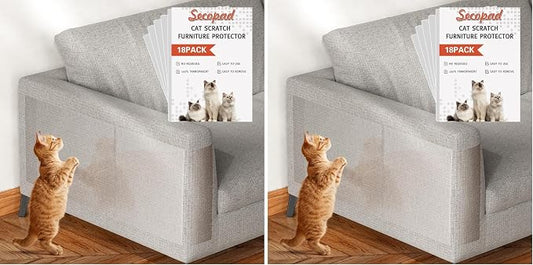 18 PCS Large Cat Scratch Furniture Protector, Transparent Couch Protector from by Secopad
